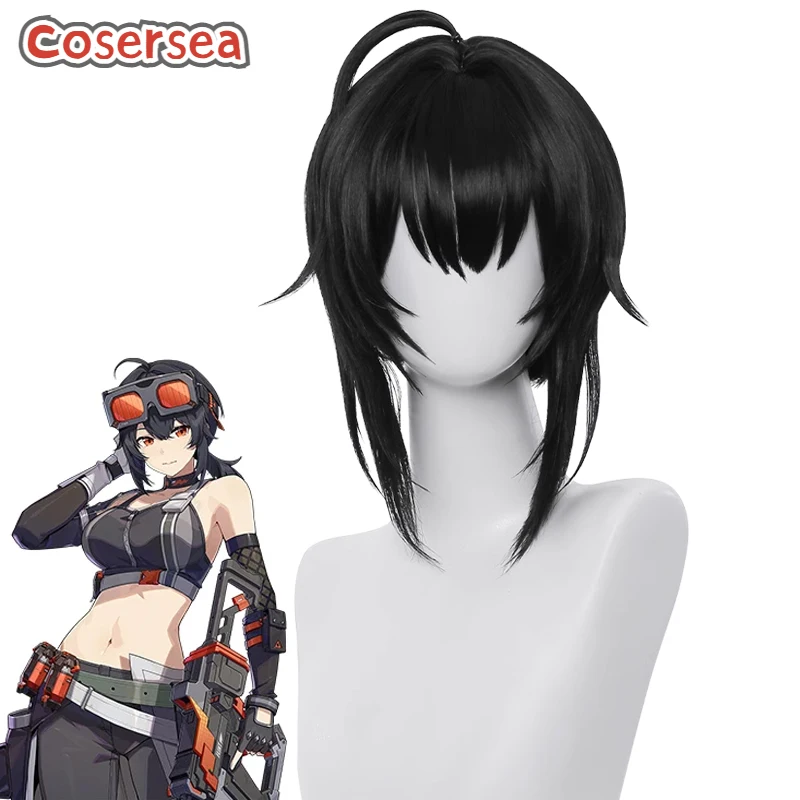 Cosersea Grace Howard Cosplay Wigs Zenless Zone Zero Grace Howard 52cm Long Straight Black Wig Synthetic Hair Heat Resistant