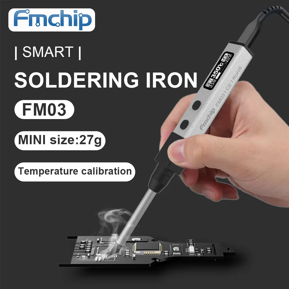 FMchip FM03 Mini Soldering Iron PD 65W Smart Adjustable Temperature Aluminum Alloy Digital Solder Station Tools T65 Tip