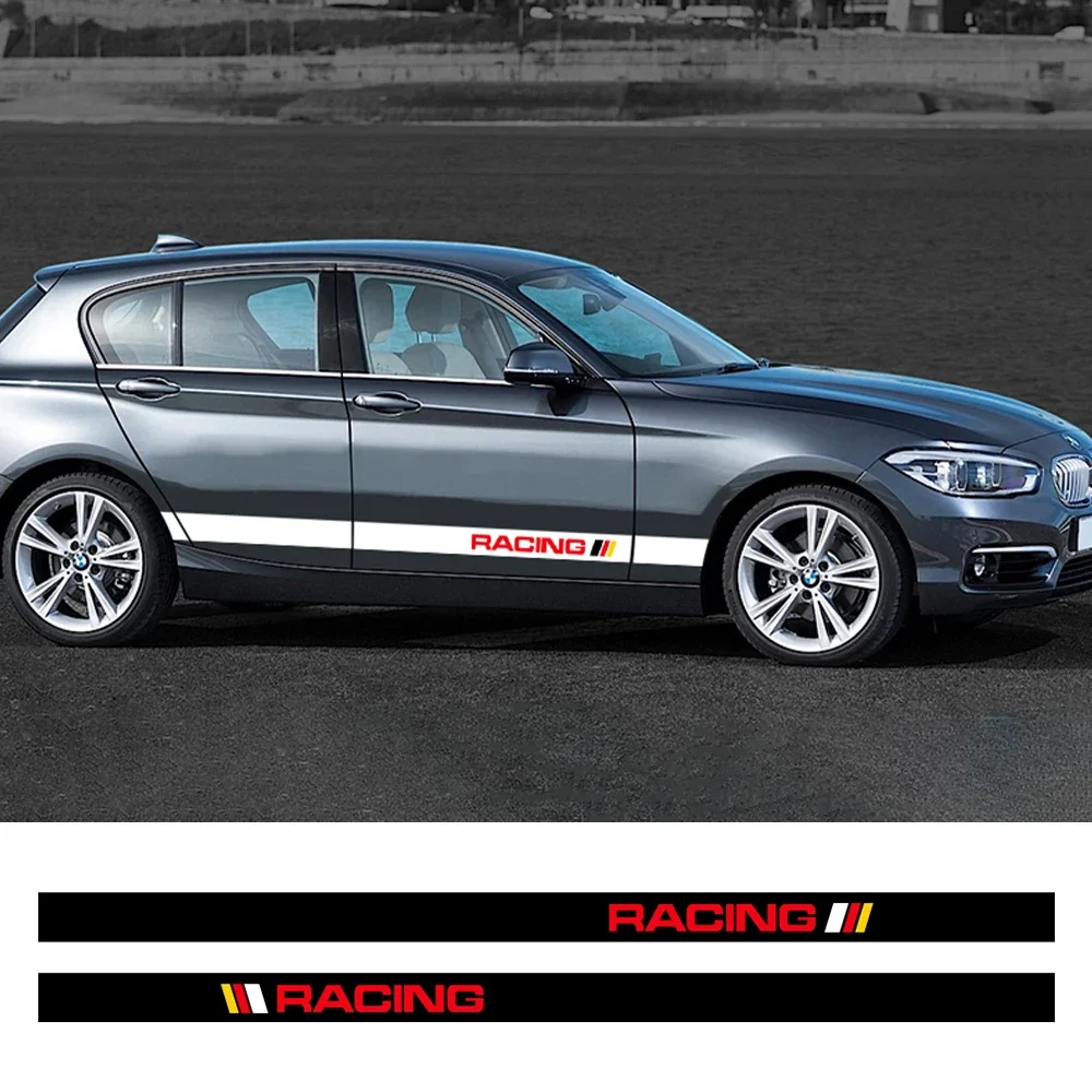 

Для BMW 1 серии E82 E87 E88 F20 F21 F70 E81 F40 наклейки на боковую юбку автомобиля гоночные полосы виниловая пленка наклейка авто тюнинг аксессуары