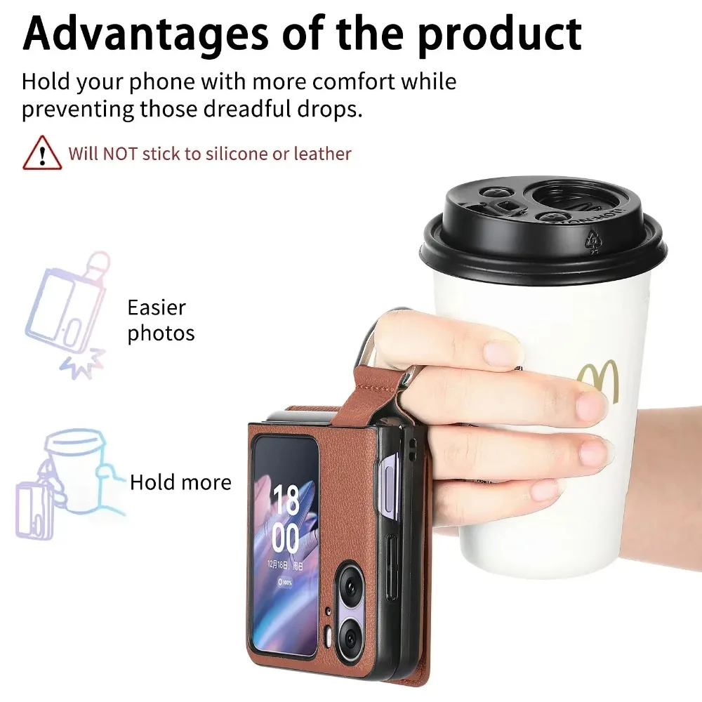 Magnetic Ring Holder Wallet Cards Solt Phone Case For OPPO Find N3 N2 Flip 5G Kickstand Vertical Litchi Pattern PU Leather Cover