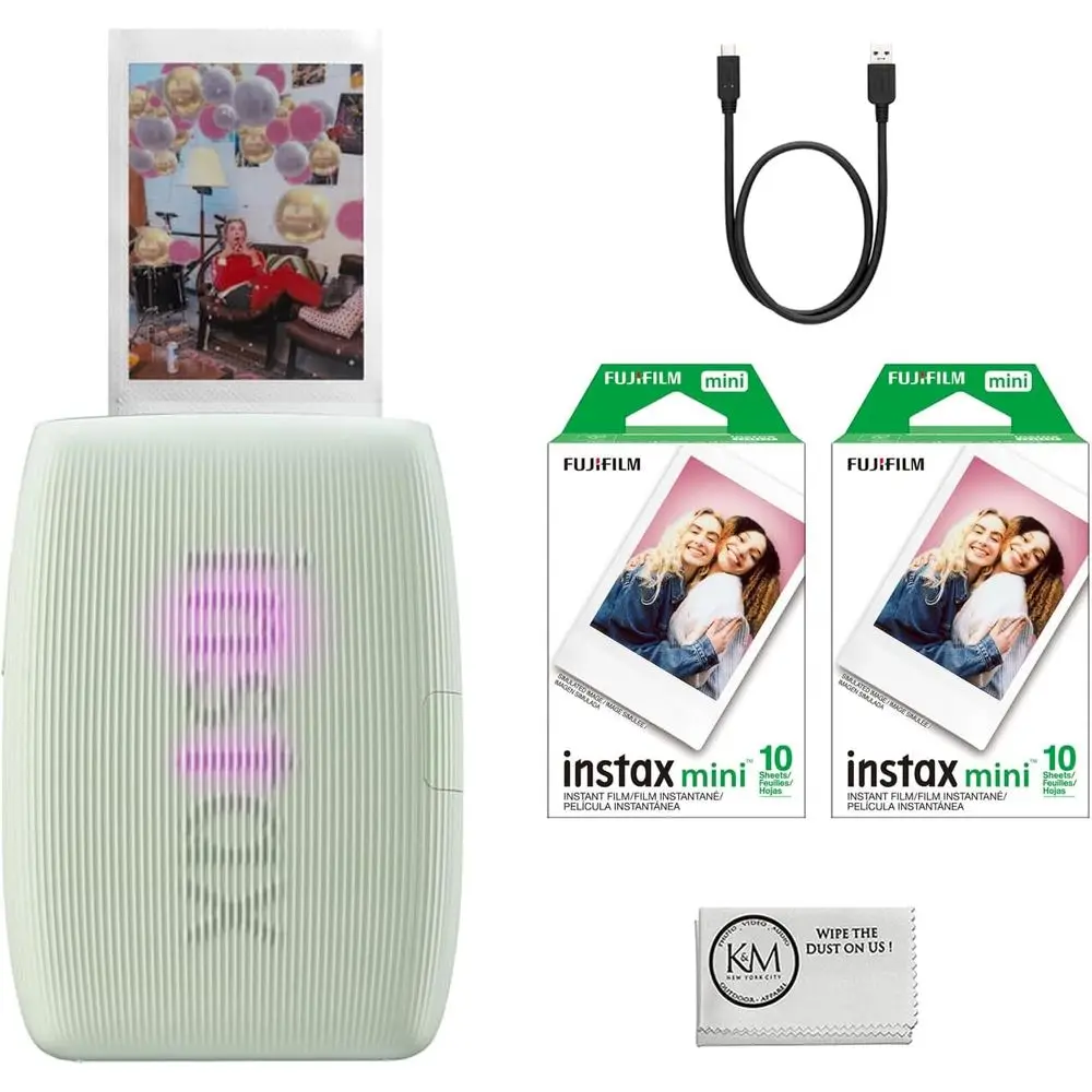 

INSTAX Mini Link 3 Smartpe Printer | Sage Green Bundled INSTAX Mini ilm | 20 Exposures + Microiber Cleaning Cloth (3 Items)