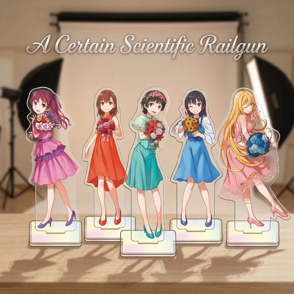 a Certain Scientific Railgun Uiharu Kazari Acrylic Figure Stand Double Sided Print Desktop Decor Collectible Gift with Keychain