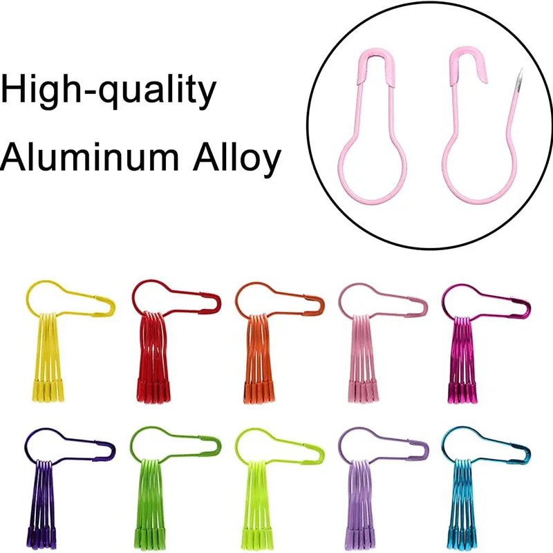 

100Pcs Safety Pins Metal Gourd Clips Pins Crochet Locking Knitting Cross Stitch Marker Tag DIY Dressmaking Sewing Tag Pins Clips