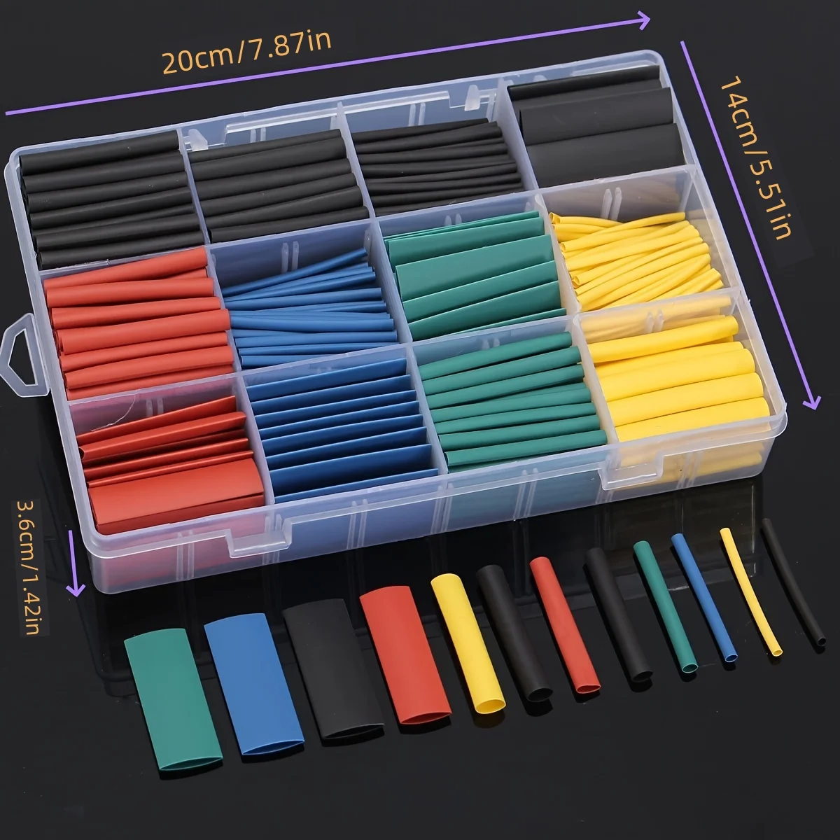 530PCS Multi-color Heat Shrink Tubing Combination Thermoresistant Tube Heat Shrink Insulated Electrical Connection Wire Cable