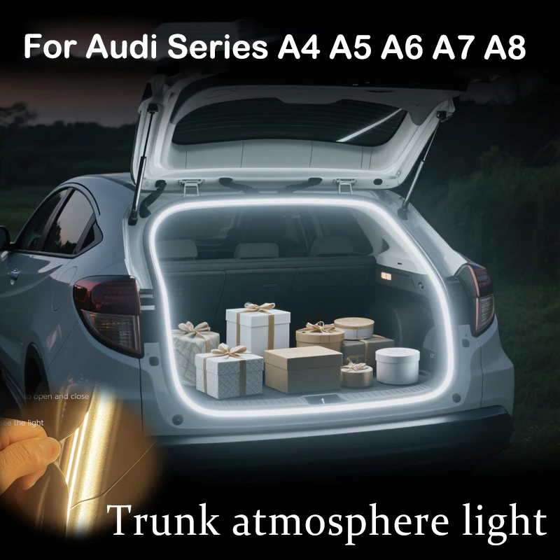 

Для Audi A4L A5 A6L A7 A8 Q2 Q3 Q5 Полоса окружающего освещения багажника Теплый светодиодный скрытый монтаж Неразрушающий декоративный внутренний светильник