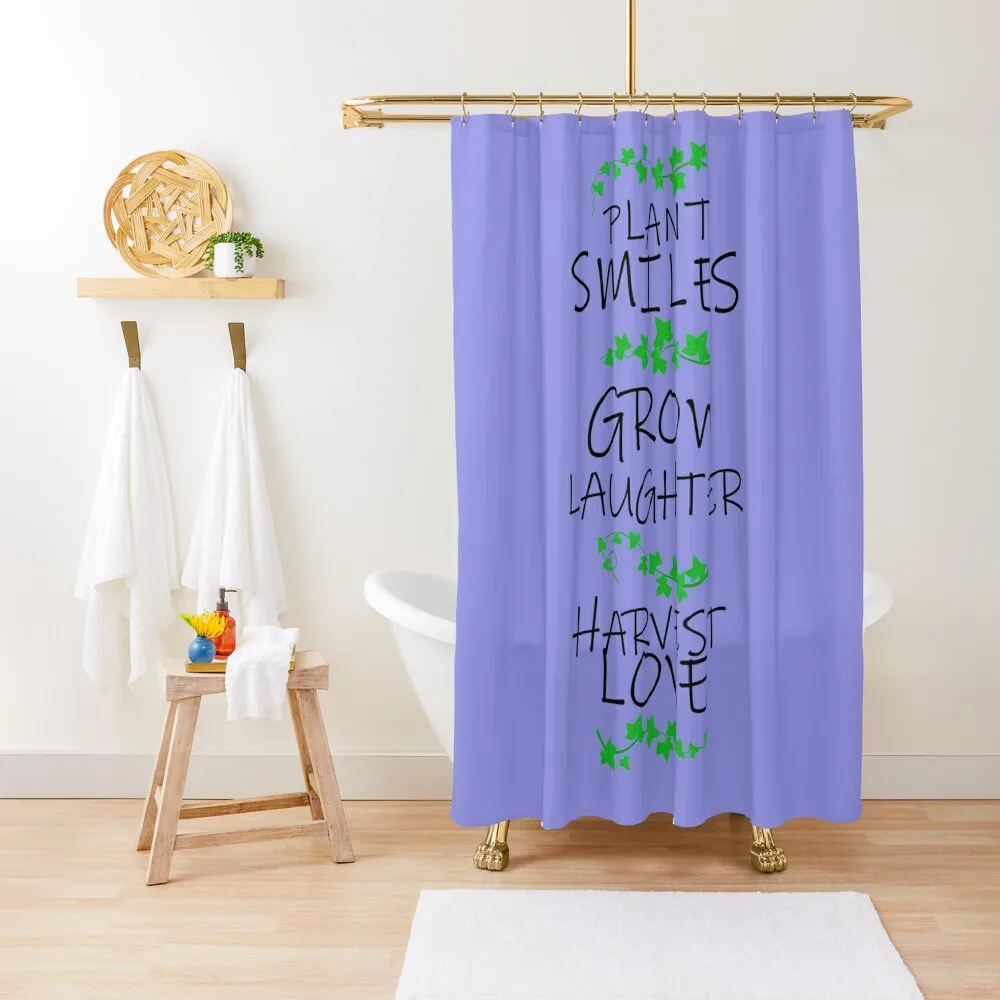 Plant Smiles, Grow Laughter, Harvest Love, Gardeners Gifts Shower Curtain Shower For Bathrooms Bathroom Box Curtain