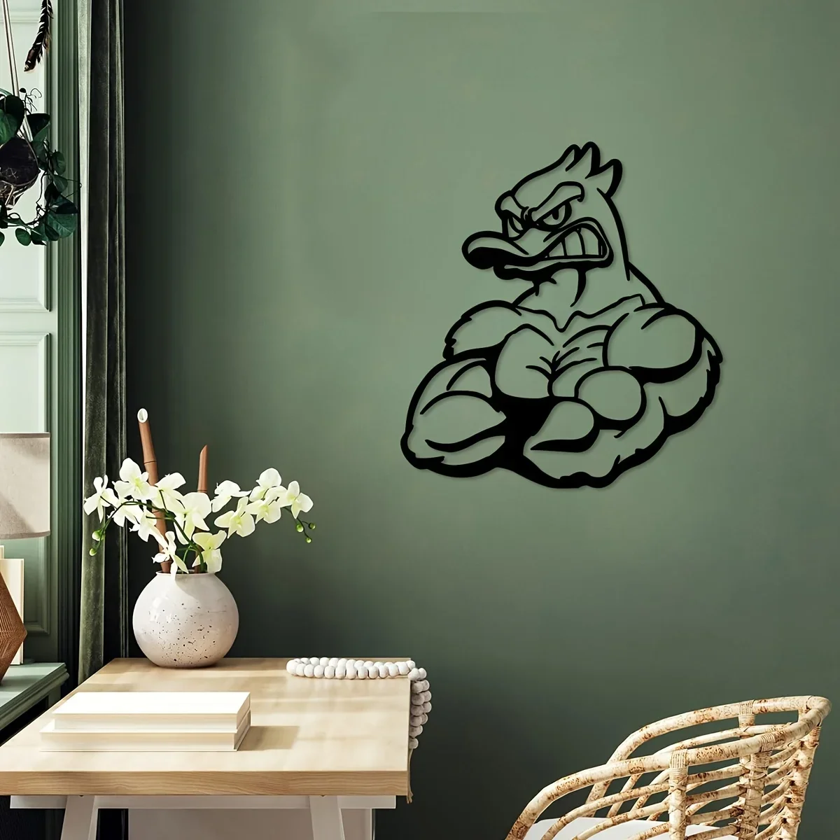 

Creative Muscle Duck Iron Crafts, Indoor Decoration, Great for Living Room Hallway, Outdoor Wall Decoration,11.81*10.97inch