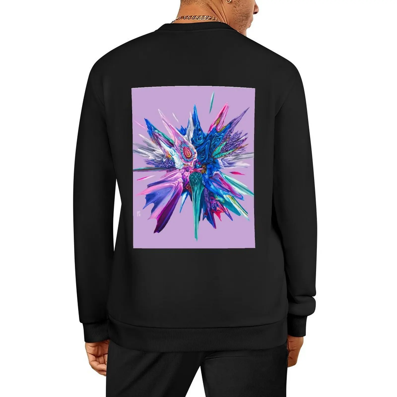 

Blue Roses Glitch Pullover men's clothes graphic t shirts men fashion men men's winter sweater oversize sweatshirts