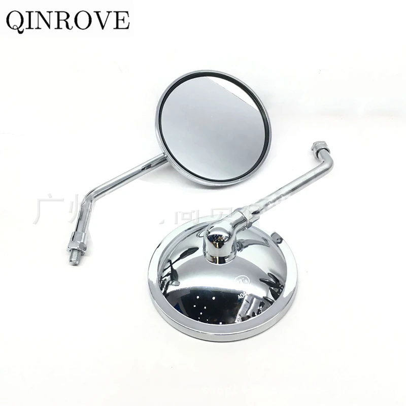 10mm Motorcycle Mirrors Big Round White Glass Rear Mirror Universal For Suzuki Bandit Burgman 125 GSX S750 S950 GSX 8S Benelli