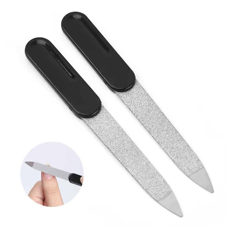 ملف أظافر احترافي بمقبض بلاستيكي ، فولاذ مقاوم للصدأ ، عازل فرك صغير ، أدوات تجميل الأظافر