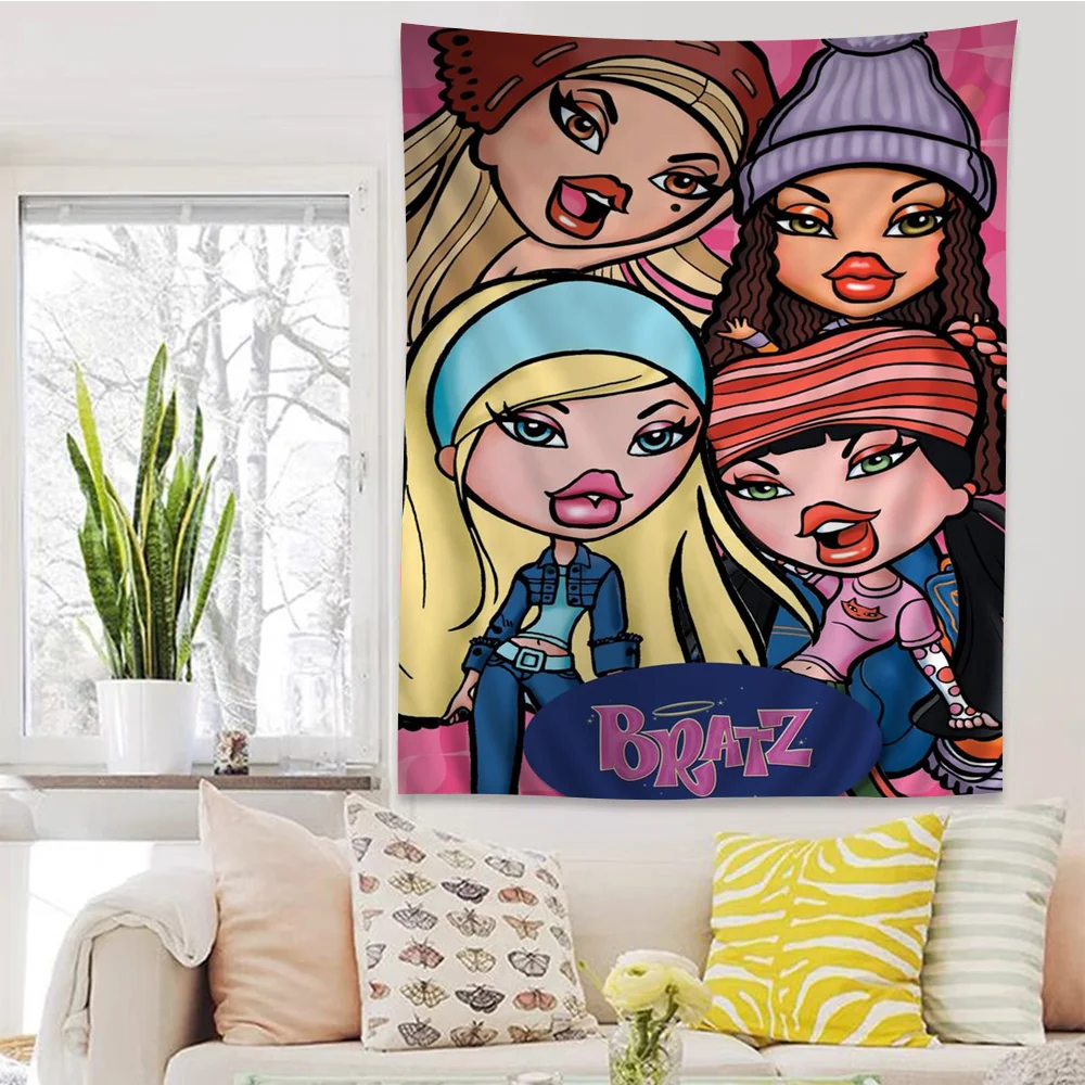 Bratz Doll Anime Tapestry Hanging Tarot Hippie Wall Rugs Dorm Home Decor