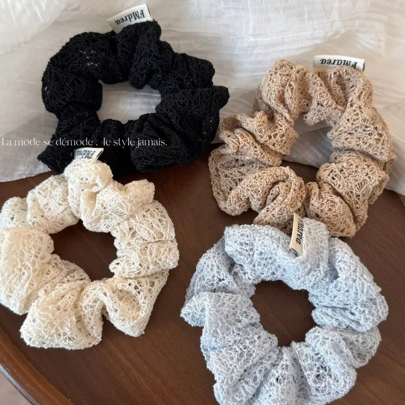 Élastiques à cheveux coréens en tissu ajouré, style scrunchie, haut de gamme, pour queue de cheval, accessoires de coiffure
