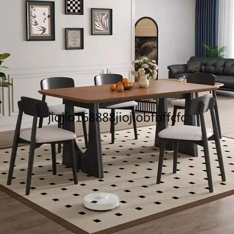 Suitable for Medieval style all solid wood dining table and chair combination household Nordic retro style ash wood grain dining