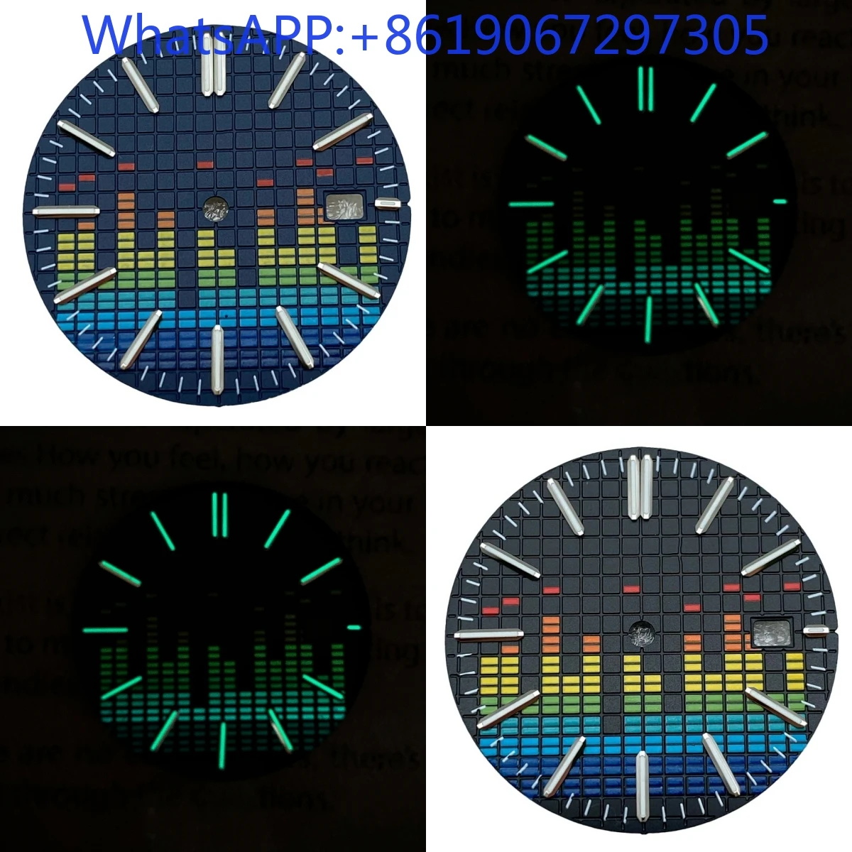 Pixel Waffle Matte Texture Musical Rhythm Green lume  Watch Dial Suitable for NH35/36/4R/7S Automatic Movement Mod Parts