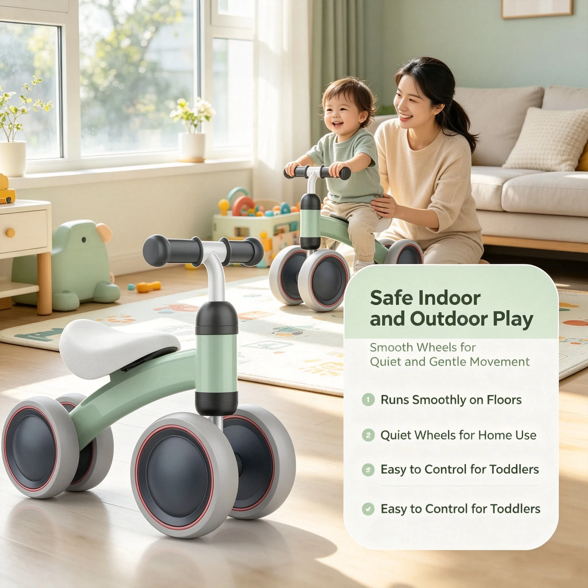 Baby Balance Bike No Pedal Walking Training Bike Comfort Seat Anti-slip Silent Wheels Toddler First Birthday Gift for 1-3 Years view 5