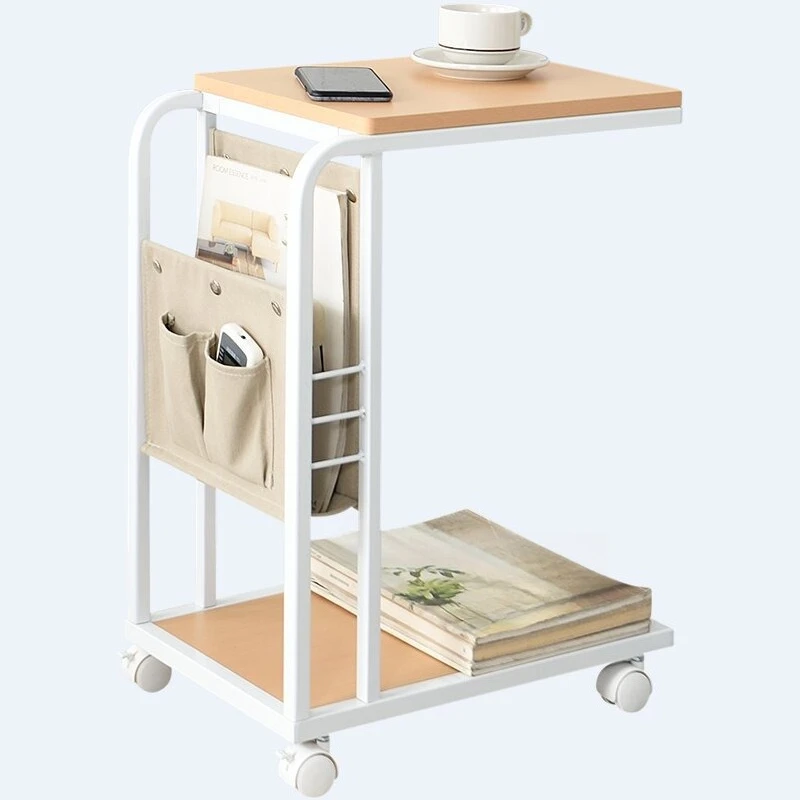 

Japanese-style movable sofa side table simple small coffee table storage rack small square bedside table
