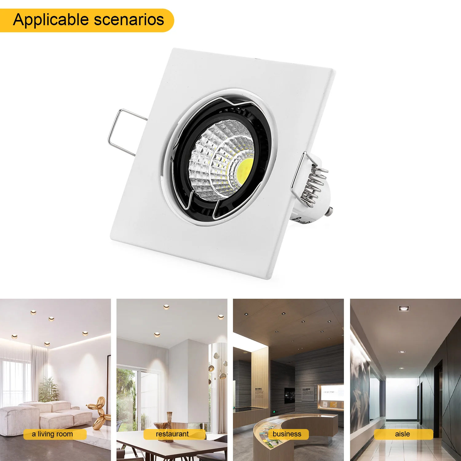 Square LED Fitting Lights Frame Fitting Fixture Frame Spot Light Bracket MR16 GU10 Bulb Fixture Housing for Indoor Lighting