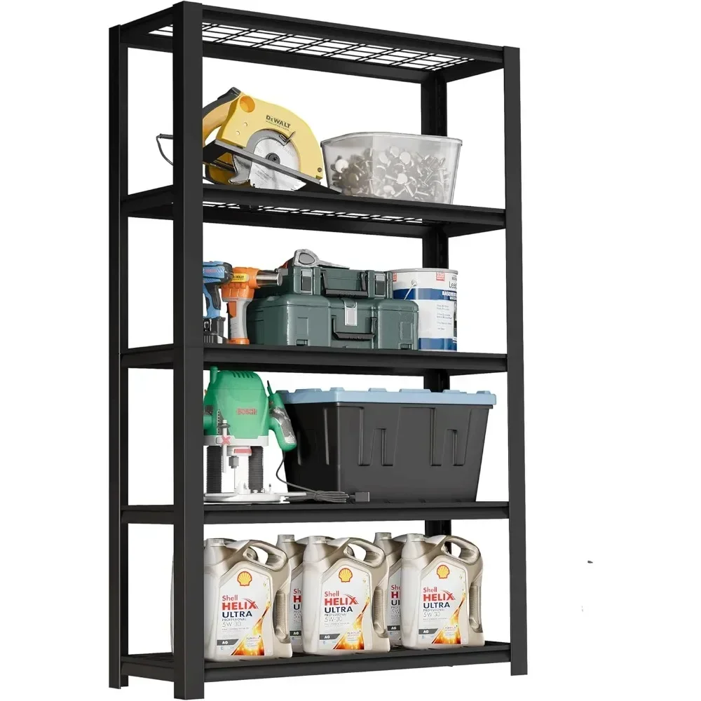 

72" H Garage Shelving, 5-Tier Storage Shelves, Standing Metal Wire Rack Unit, Heavy Duty Shelving for Versatile Use Solution