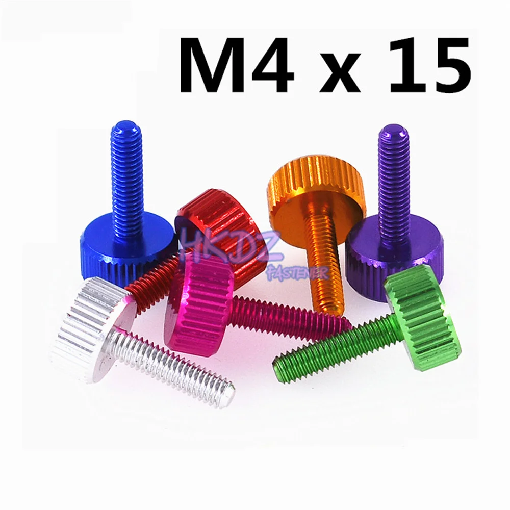 

M4x15 Color Aluminum Alloy Hand Grip Knob Bolts Flat Head Knurled Thumb Screws Antioxidant Preservative DIY Modification