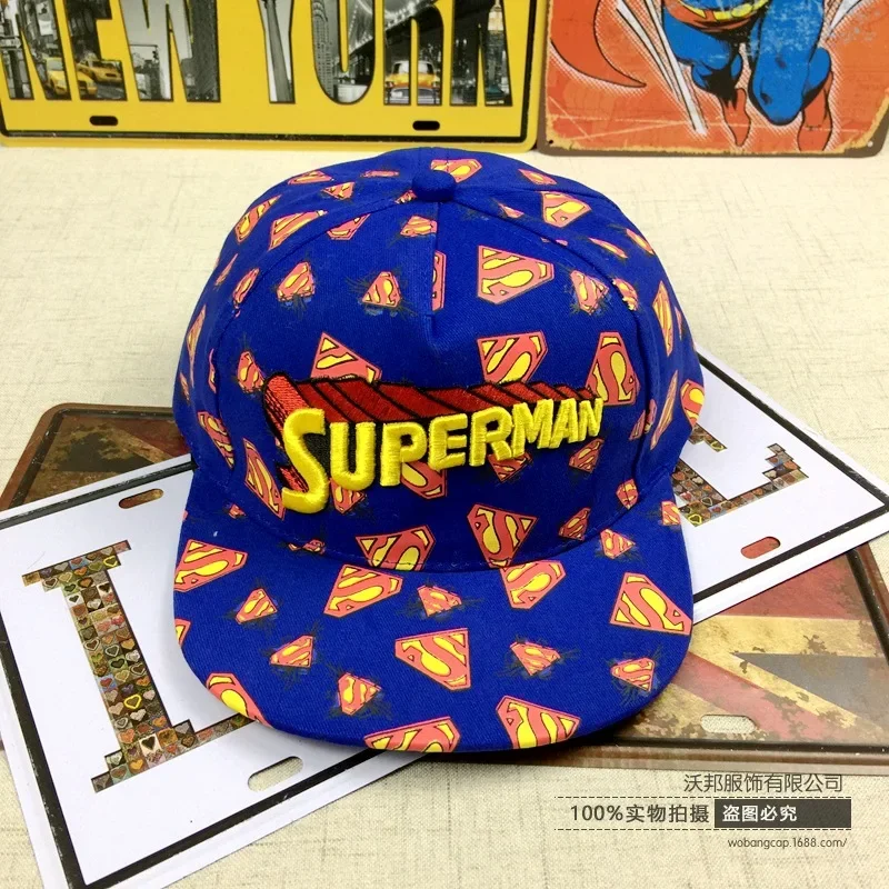 DC Anime Figure Superman Flat Brim Cotton Printed Baseball Cap Peaked Cap Adjustable Clothing Accessories Birthday Gifts