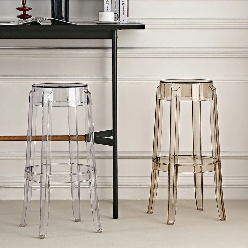 

Acrylic Kitchen Dining Chair Multi Color Options Transparent Bar Stool Chairs Modern Simplicity Counter Height Stools-Clear