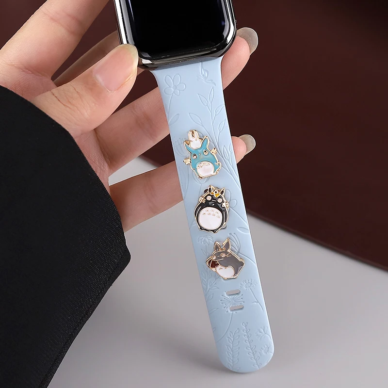 Japanese Anime Cartoon Charms Jewelry for Apple Watch Soft Silicone Rubber Watchband Charm Accessories Animal Charm for Iwatch