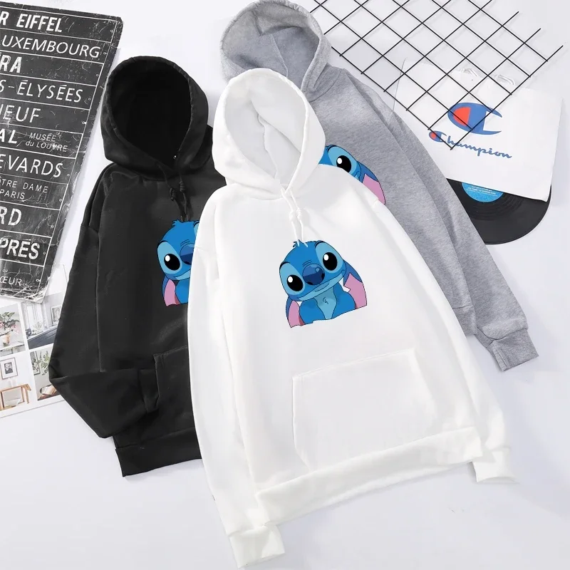 STITCH-Sweat à capuche Disney pour couple, sweat-shirt charmant, haut de dessin animé, mode Y2K