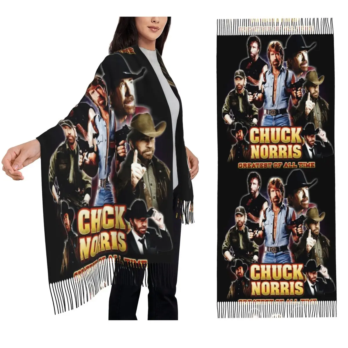 

Chuck Norris GOA Scarf Tassel Scarves Women Soft Warm Shawls and Wraps Long Fall Winter Shawl Wrap