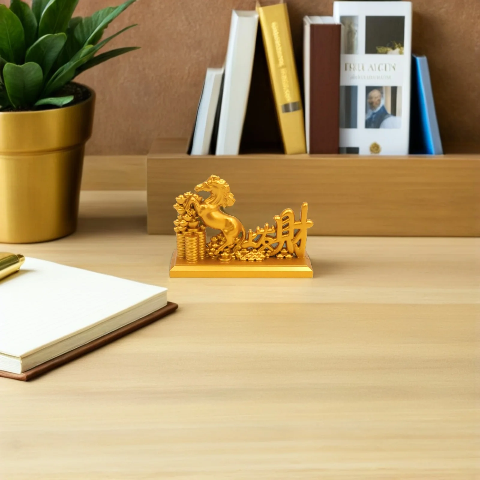 

2026 Chinese Zodiac Horse Statue Golden Metal Desktop Decoration for Luck Wealth Feng Shui Home Office Decorative Animal Figure