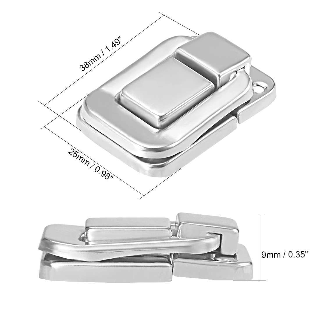 2 pcs Toggle Latch, 38mm Retro Style Silver Tone Decorative Hasp Jewelry Wooden Box Catch w Screws