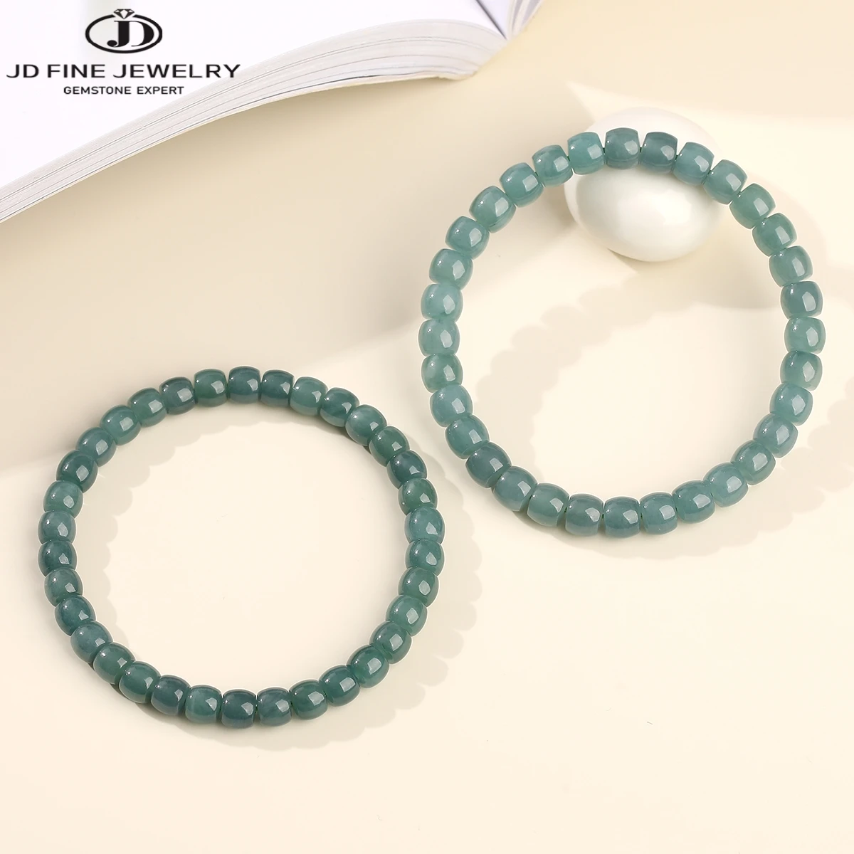 

JD Natural Stone Guatemala Jadeite Bead Bracelets Women Vintage Luxury Healing Energy Stretch Bracelets Party Jewelry Gift