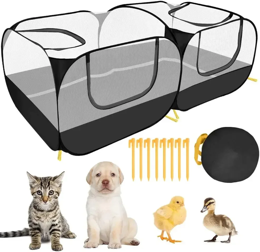 

Flat Top Pop Up Small Animal Playpen 73"x36"x25" with Detachable Bottom Portable Chicken Coop Brooder Pet Enclosure Tent for Bunny Guinea Pig Puppy Cat Indoor Outdoor