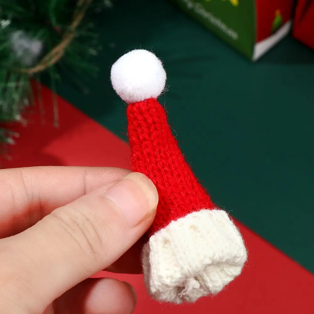 Syal boneka indah topi buatan tangan Mini topi Natal rajutan rumah boneka aksesoris bahan ornamen natal hadiah mainan anak-anak