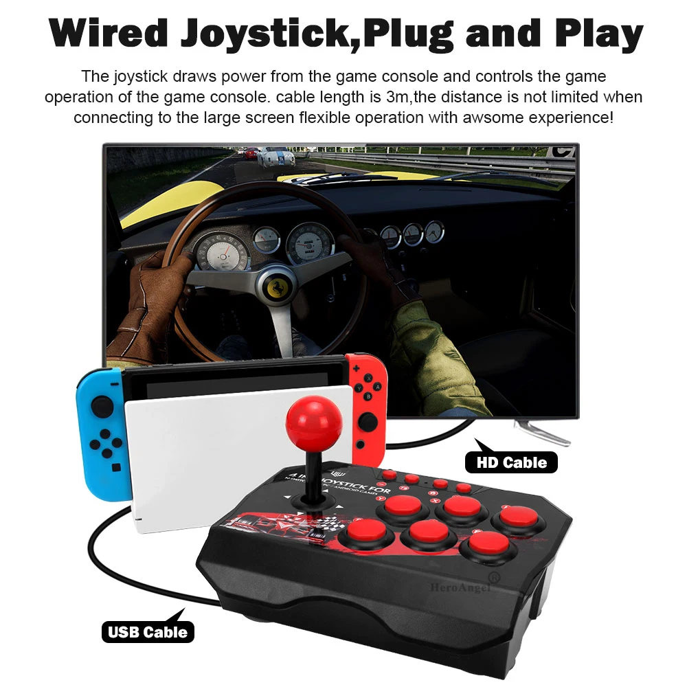 Usb com fio jogo joystick retro arcade estação turbo game console rocker luta controlador para ps3/interruptor/pc/android tv dropship