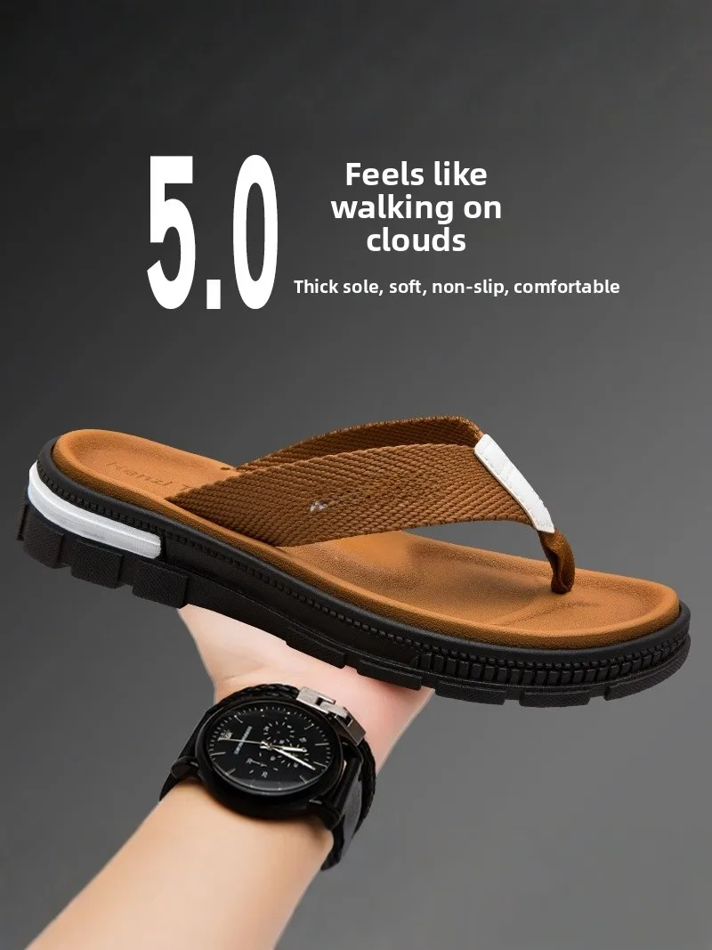 

Men's Summer 2026 Outdoor Wear Anti-Slip Wear-Resistant Casual Clog Slippers Rubber Bottom Thick Heel Casual Flip Flops