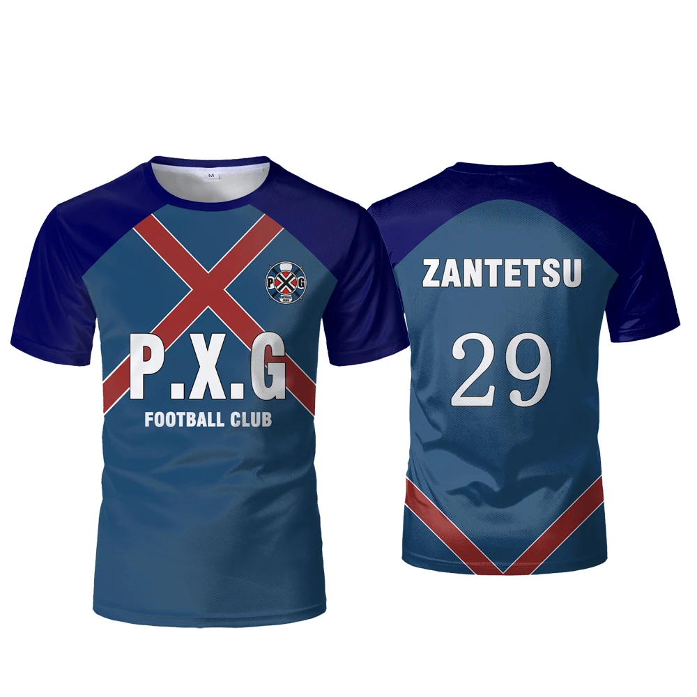 P.X.G Blue Lock Japanese Anime Jersey Football Uniform No.9 Rin Shidou Cosplay T Shirts Men's And Women's Casual Sports Tops