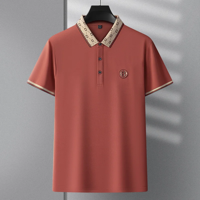 Hochwertiges Marken-Poloshirt mit kurzen Ärmeln, modisches Buchstabenprägungsdesign, Revers-T-Shirt, Sommer-Baumwoll-T-Shirt, atmungsaktiv, lässige Herrenbekleidung – Detail 21