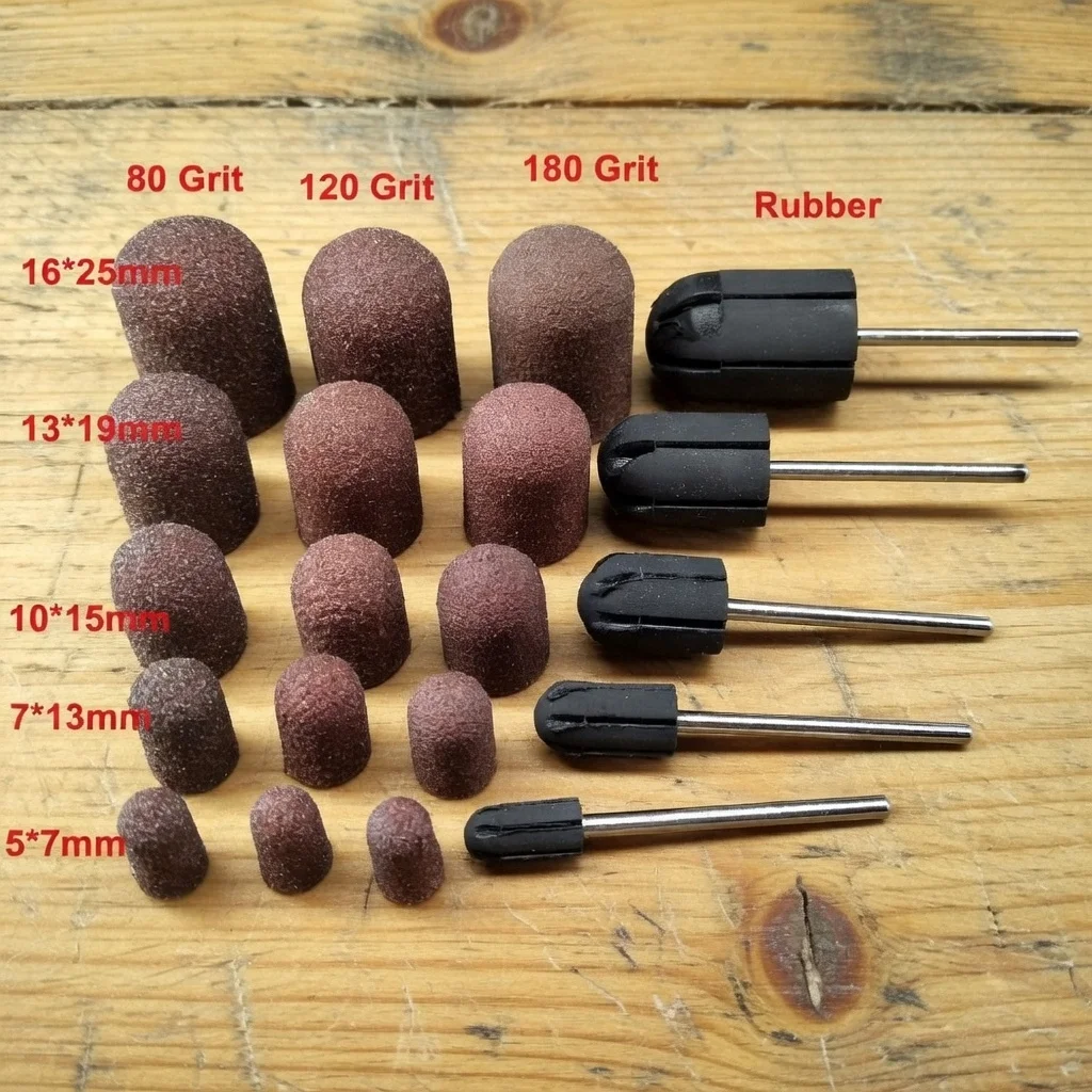50pcs/lot #80,120,180 10*15 mm Sanding Block Sleeve Cap Manicure File Tools Nail Drill Polishing Accessories Sand-10
