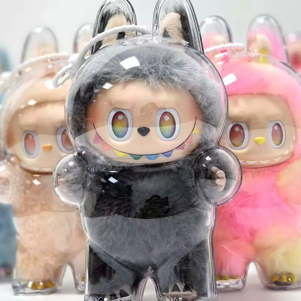 For Labubu Transparent Protective Cover Dustproof Monster Toy Storage Case Cute Elf Plushie Display Cover for Holiday Gifts