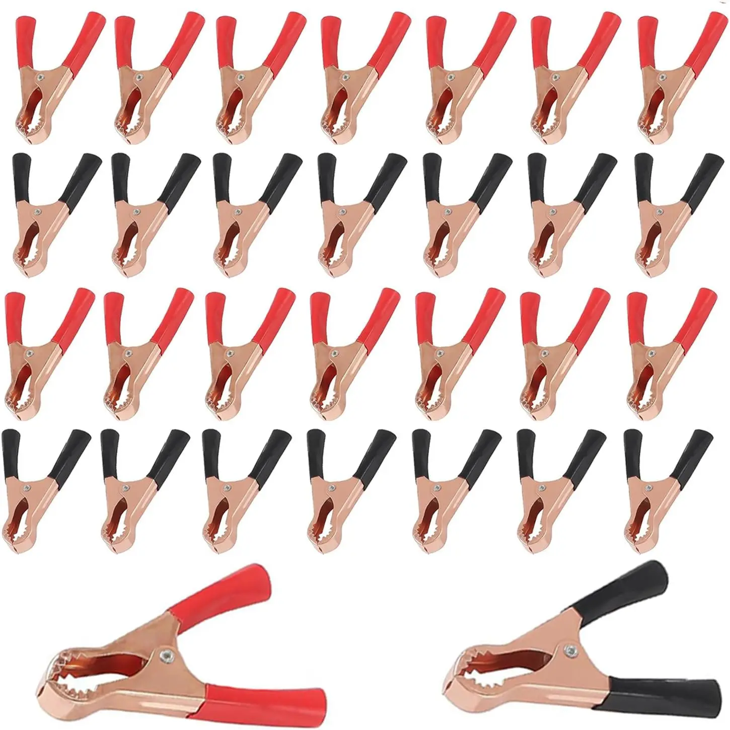 

20 шт. изолированные зажимы типа «крокодил» прочные сверхмощные черные, красные ботильоны металлические подпружиненные грузовики автомобильный аккумулятор электрические тестовые зажимы свинцовый