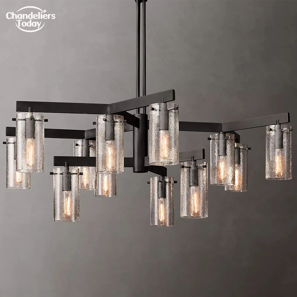 Modern Creative Chandelier Lighting with Textured Glass for Living Room Lampshade Charleroi Glass Pendant Island Hanging Light