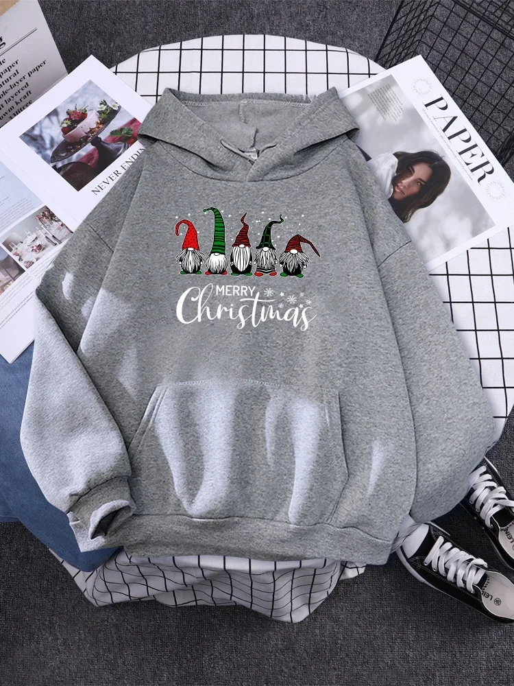 Harajuku Soft Sweatpersonality Hat Rope Tracksuit Aesthetic Hoodie Cute Xmas Gnomes In Plaid Hats Man Hoody Christmas Day Gift