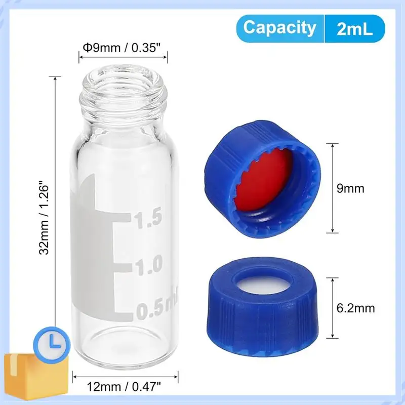 Popular 2Ml Autosampler Vial, HPLC/GC Vials 9-425 Lab Clear Vials Sample Vial Screw Cap Writing Patch