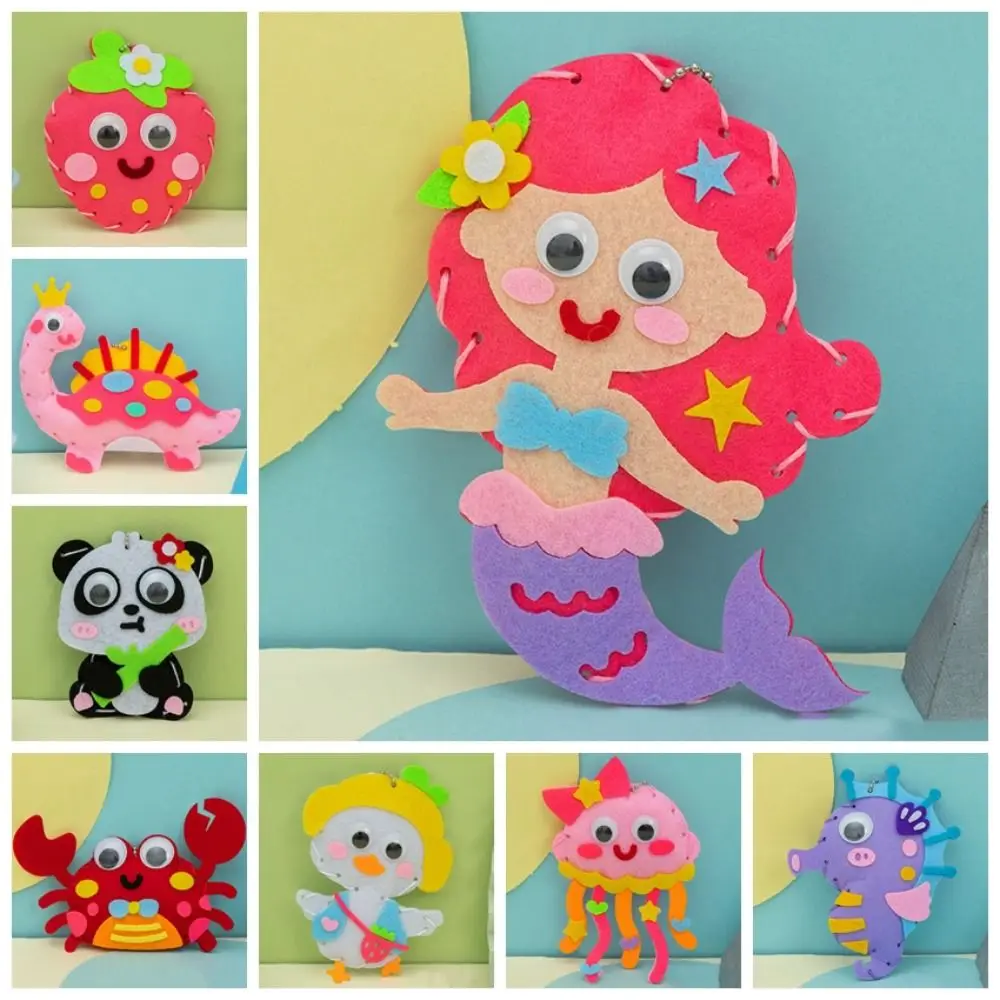 Jouets de couture bricolage pour enfants, porte-clés animal de dessin animé, artisanat d'art Montessori, kits faits à la main, créativité, cadeau précoce pour les filles