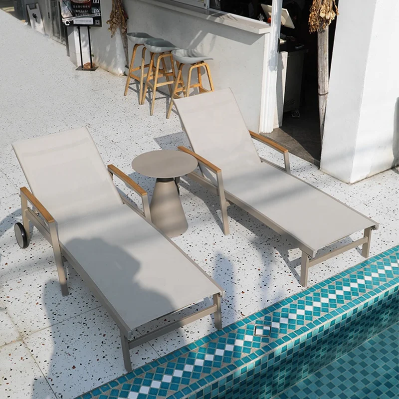 Simple outdoor swimming pool aluminum alloy beach chair