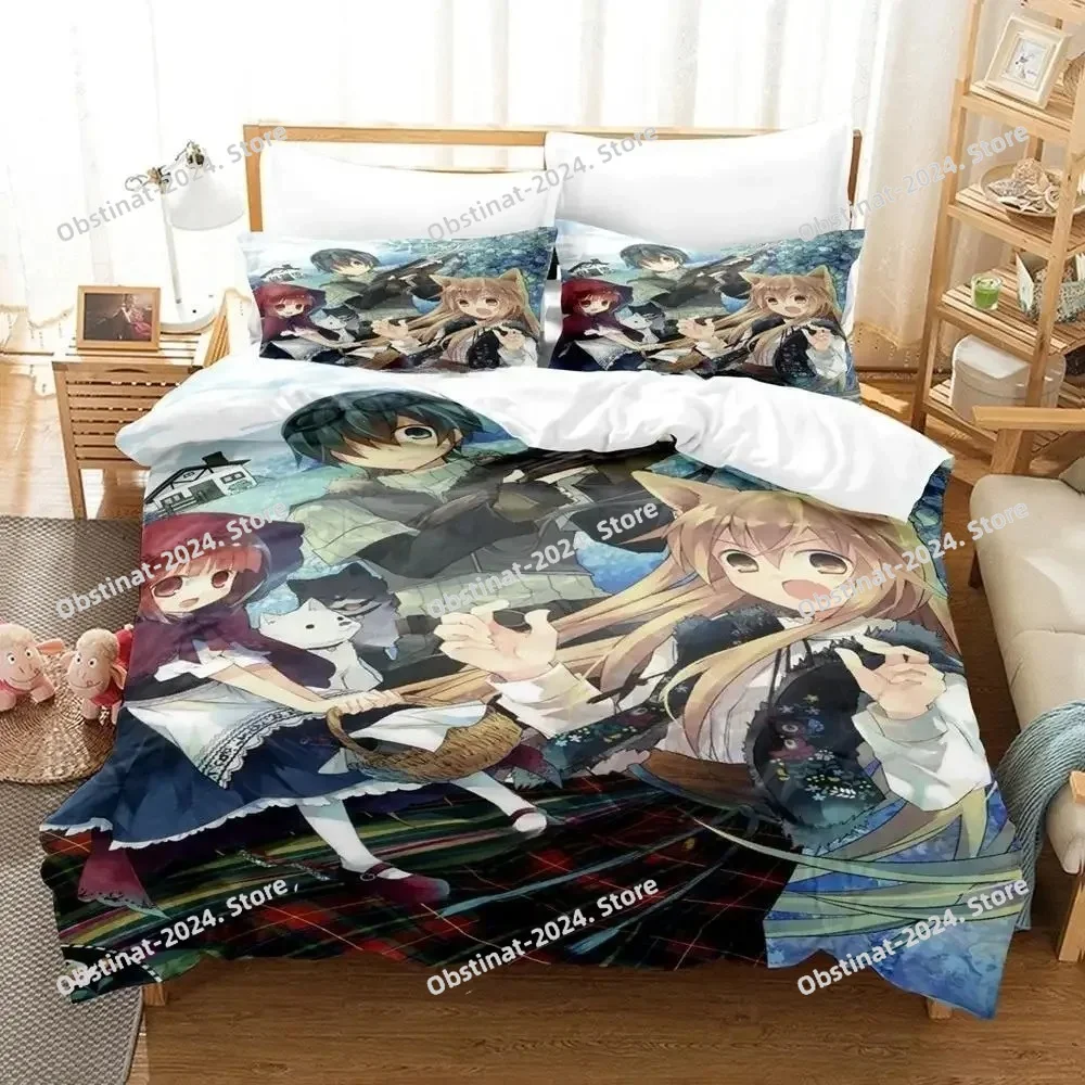

3D Okami-san and Her Seven Companions Bedding Set Printed Duvet Cover Sheet Pillowcase Bed Soft Quilt Cover Full Queen King Size