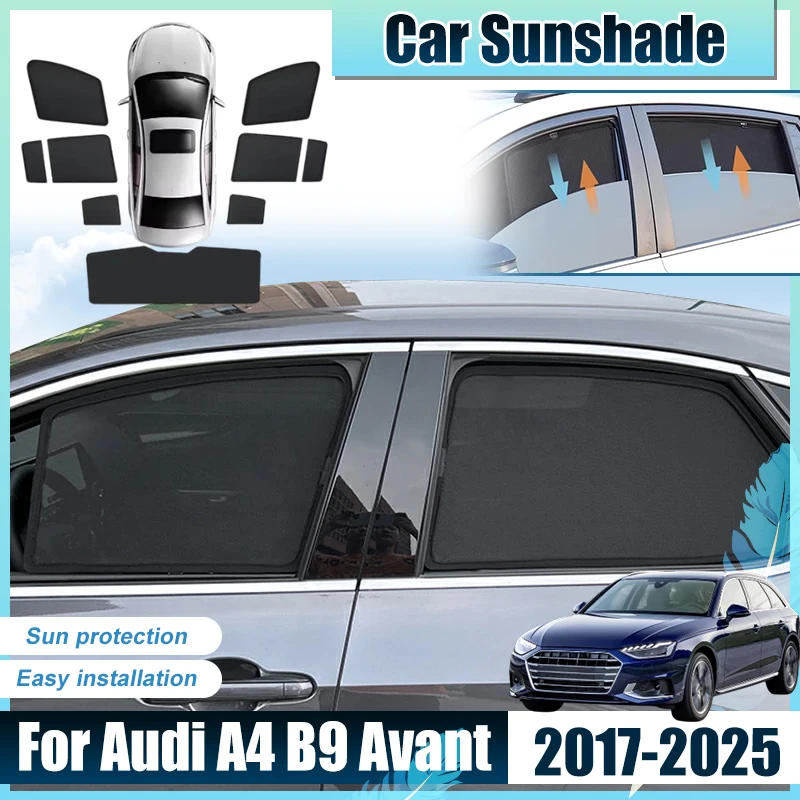 

For Audi A4 B9 Accessories Avant 8W 2017-2025 Car Front Rear Window Screen Sun Shades Cover Anti UV Visors Heat Net light Shield