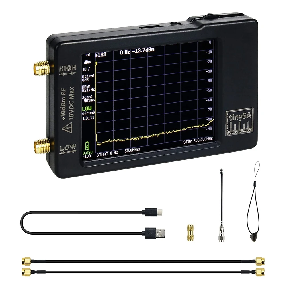 Tinysa Spectrum Analyzer, Handheld RF Spectrum Analyzer 2.8 Inch Display Built-in Battery, ESD Protect Function