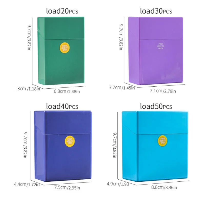 Solid color cigarette box, can hold 20/30/40/50 thick cigarettes, waterproof and pressure resistant portable cigarette box