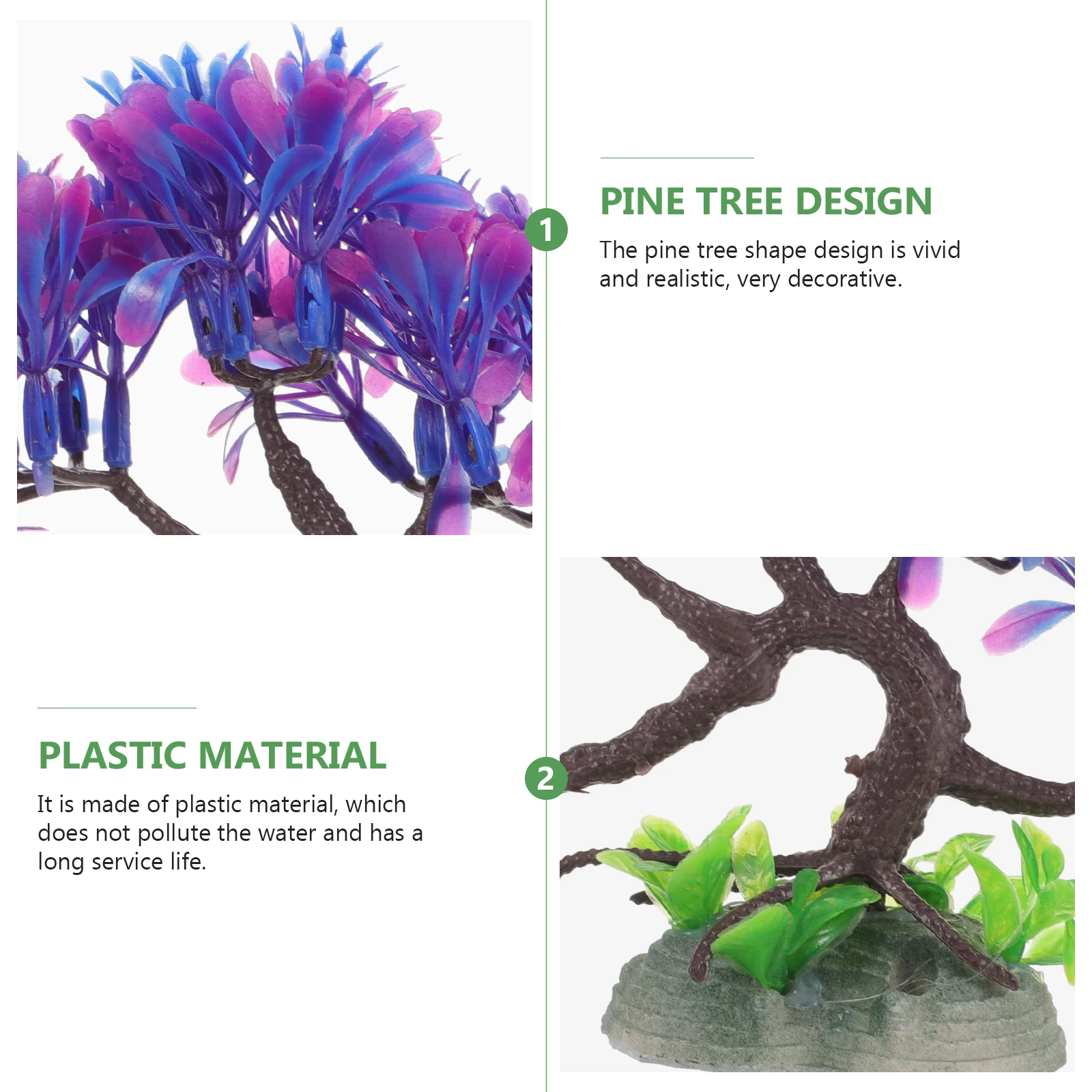 

Simulation Pine Tree Mountain for Fish Tank Plants Accessories Purple Grass 3D Lifelike Plastic Aquarium Reptile Cage Decor Pet